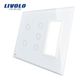 Livolo Branco 170mm * 125mm EUA padrão Triplo Vidro Vitrificado Painel Para Venda Para Interruptor de Toque de Parede Tomada VL-C5-C2 / C3 / SR-11